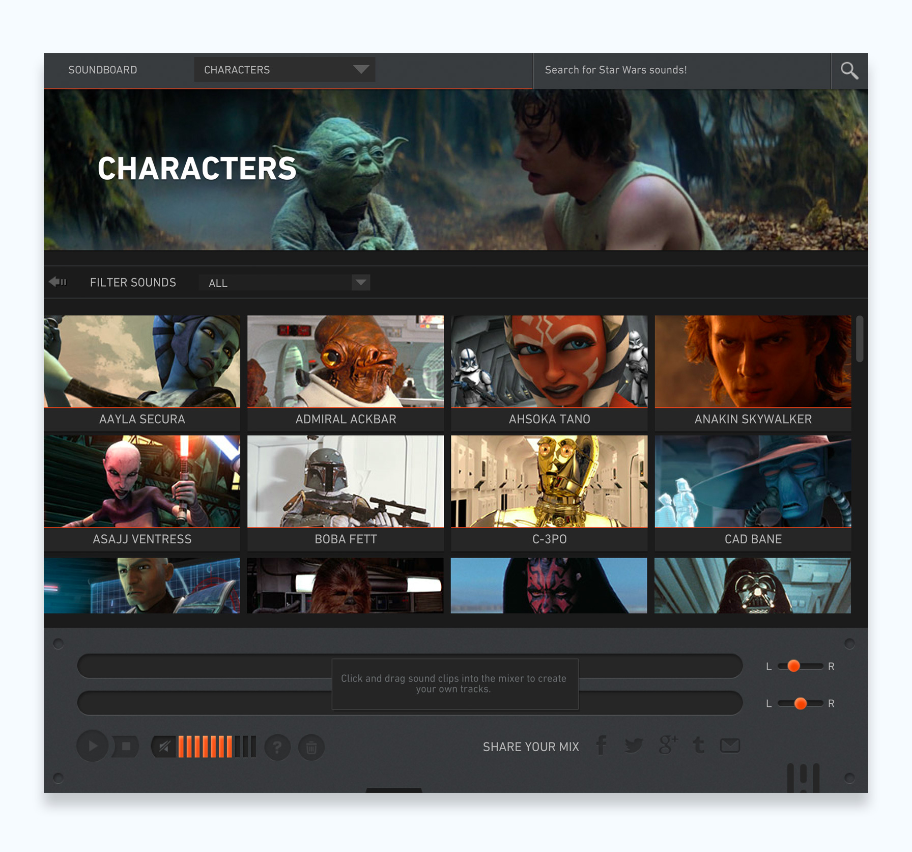 Star Wars Soundboard Character Page
